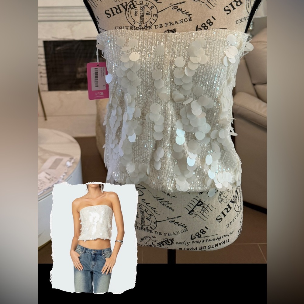 🆕 with tag ~ Edikted Samara Sequin Strapless Top